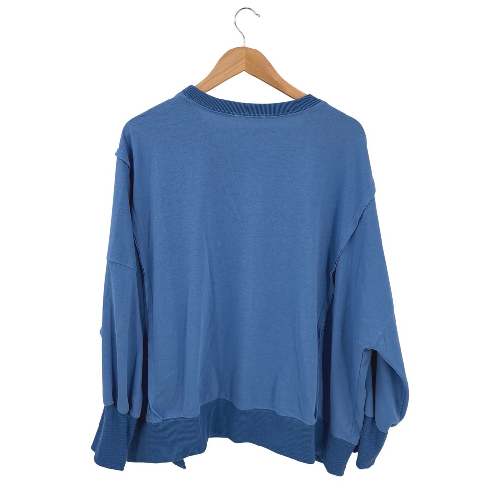 Easel  Blue‎ Floral Peace Sign Oversized Sweatshirt Women Large - Picture 3 of 7